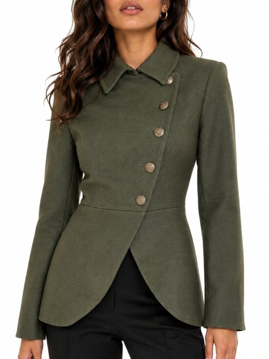 Forever 21 Jackets & Blazers - FOREVER 21 Whimsigoth Asymmetric Military Button Olive Green Blazer Jacket S